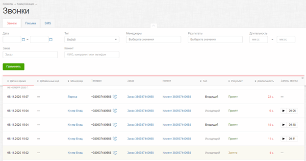 Возможности интеграции Nextel с RetailCRM