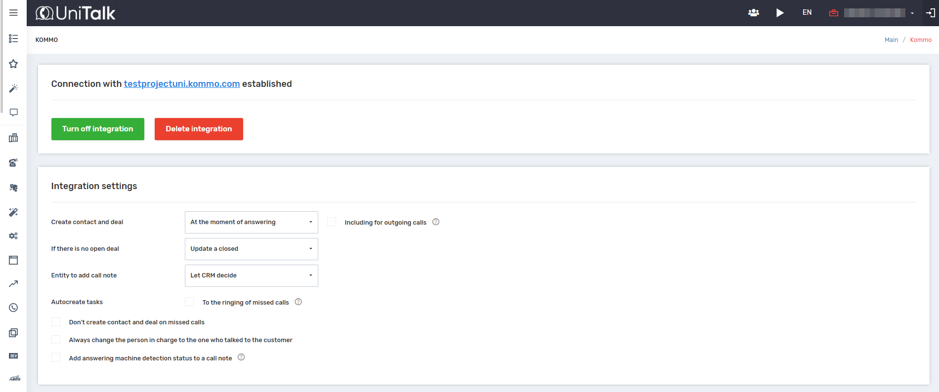KOMMOCRM INTEGRATION WITH IP-TELEPHONY - UniTalk