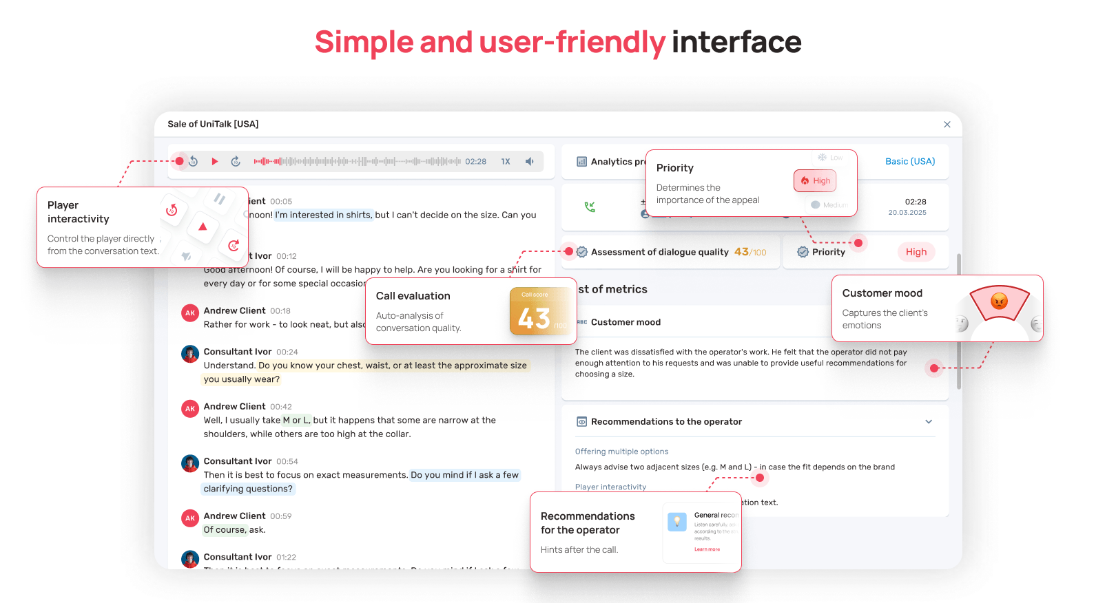 UniTalk speech analytics interface &mdash; UniTalk Blog