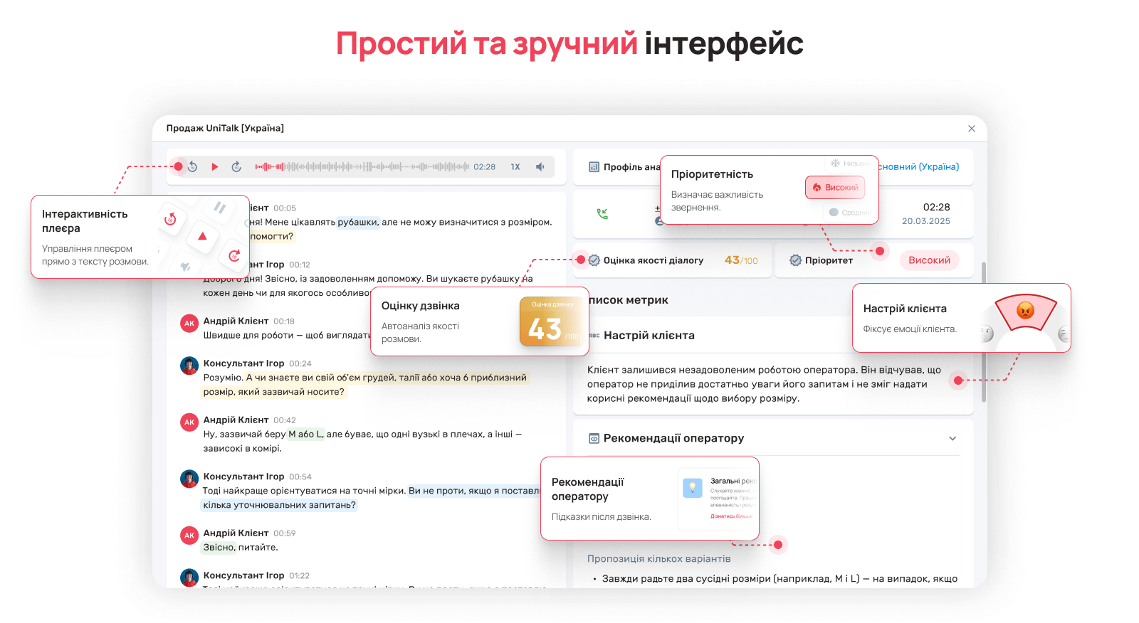 Інтерфейс Мовної аналітики UniTalk - Блог UniTalk