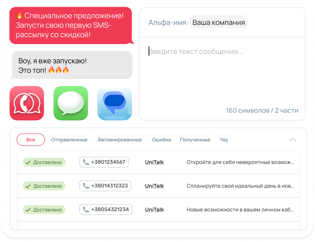 SMS-рассылки (локальные и международные)
