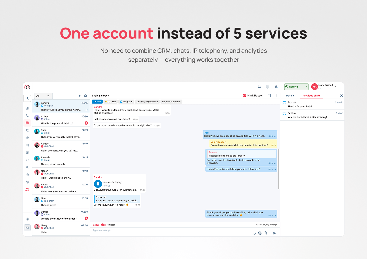 Agent workspace: calls and chats from all channels in one window - UniTalk Blog
