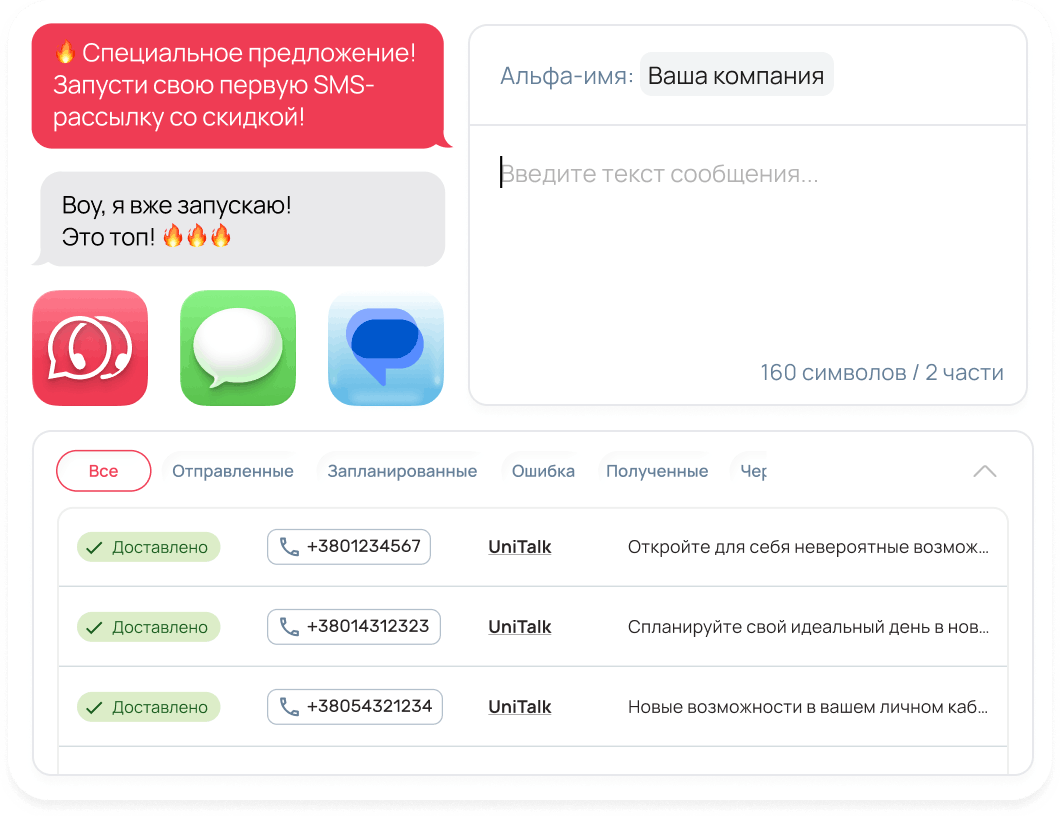 SMS-рассылки (локальные и международные)